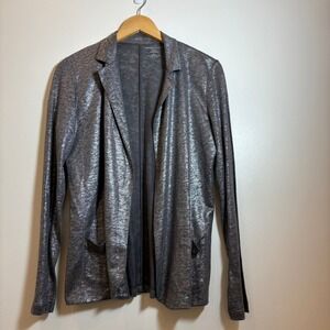 Majestic Filatures Paris Metallic Linen Open Cardigan Blazer Silver M Portugal 3